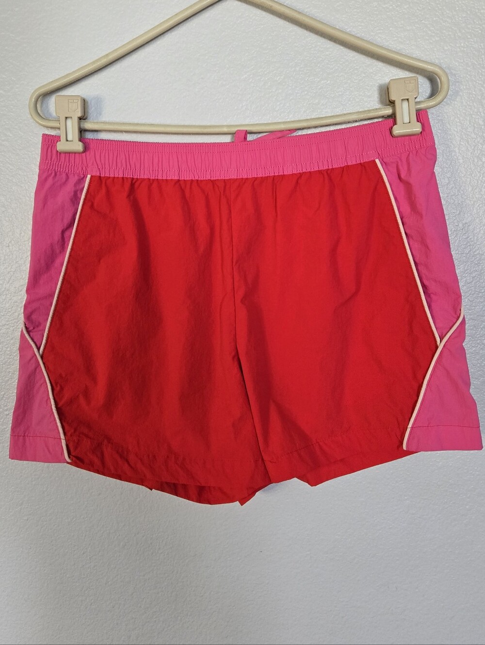 BDG Pink and Red Colorblock Athletic Shorts, Size Medium